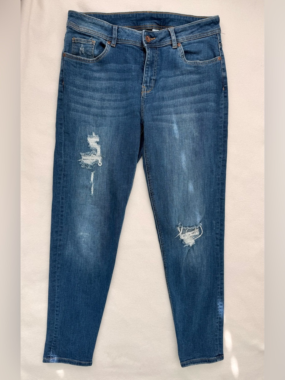 H&M Dark Blue Distressed Skinny Jeans